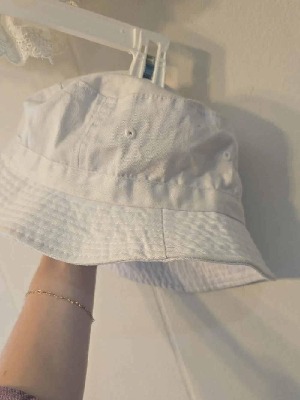 White Cotton Bucket Hat - Lightweight Sun Hat